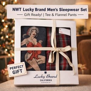 NWT Lucky Brand Men’s Sleepwear Set – Tee & Flannel Pants (Gift Ready)